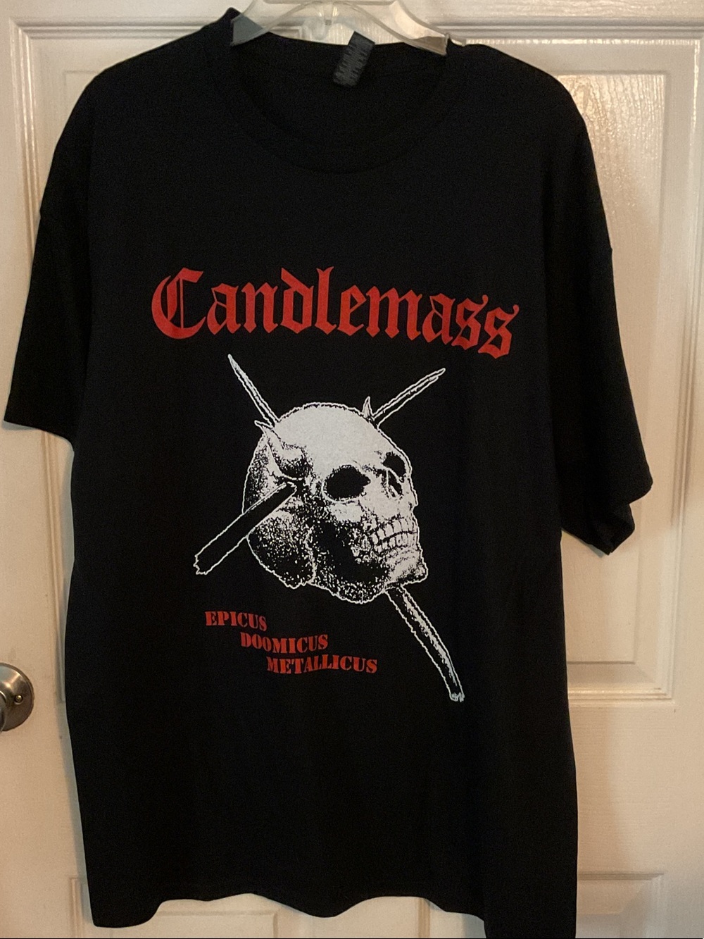 Black Candlemass Skull Band Tee with Backhit